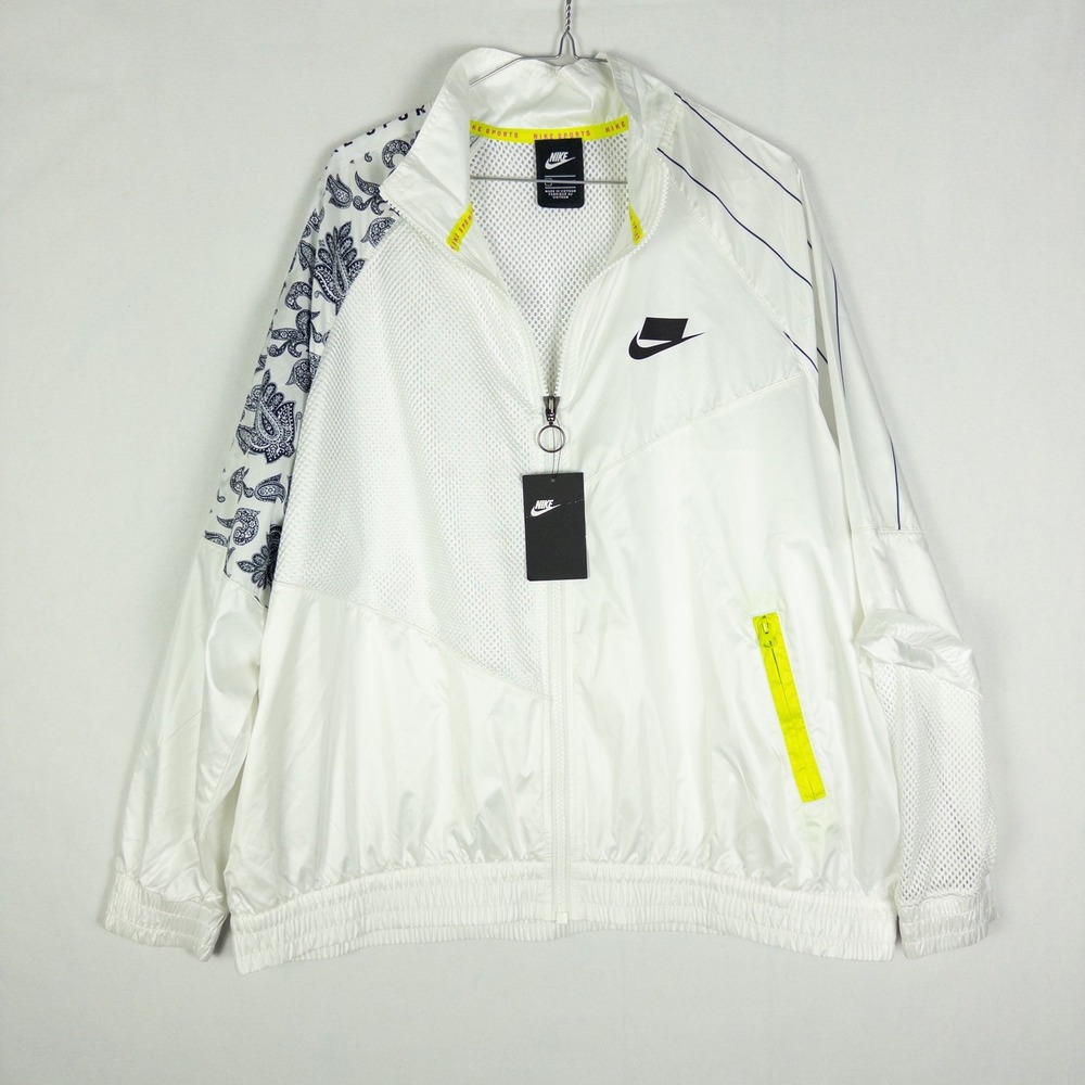 NWT Nike NSW Sportswear Paisley Print Track Jacket Womens XL White Neon Streetwe